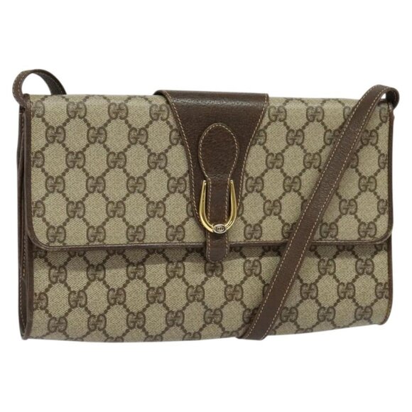 GUCCI GG Supreme Shoulder Bag PVC Beige Gold 904 02 050 Auth BA1603 - Picture 1 of 16